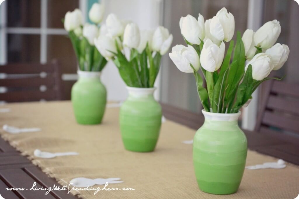 Awesome Ombre Green to White Vase