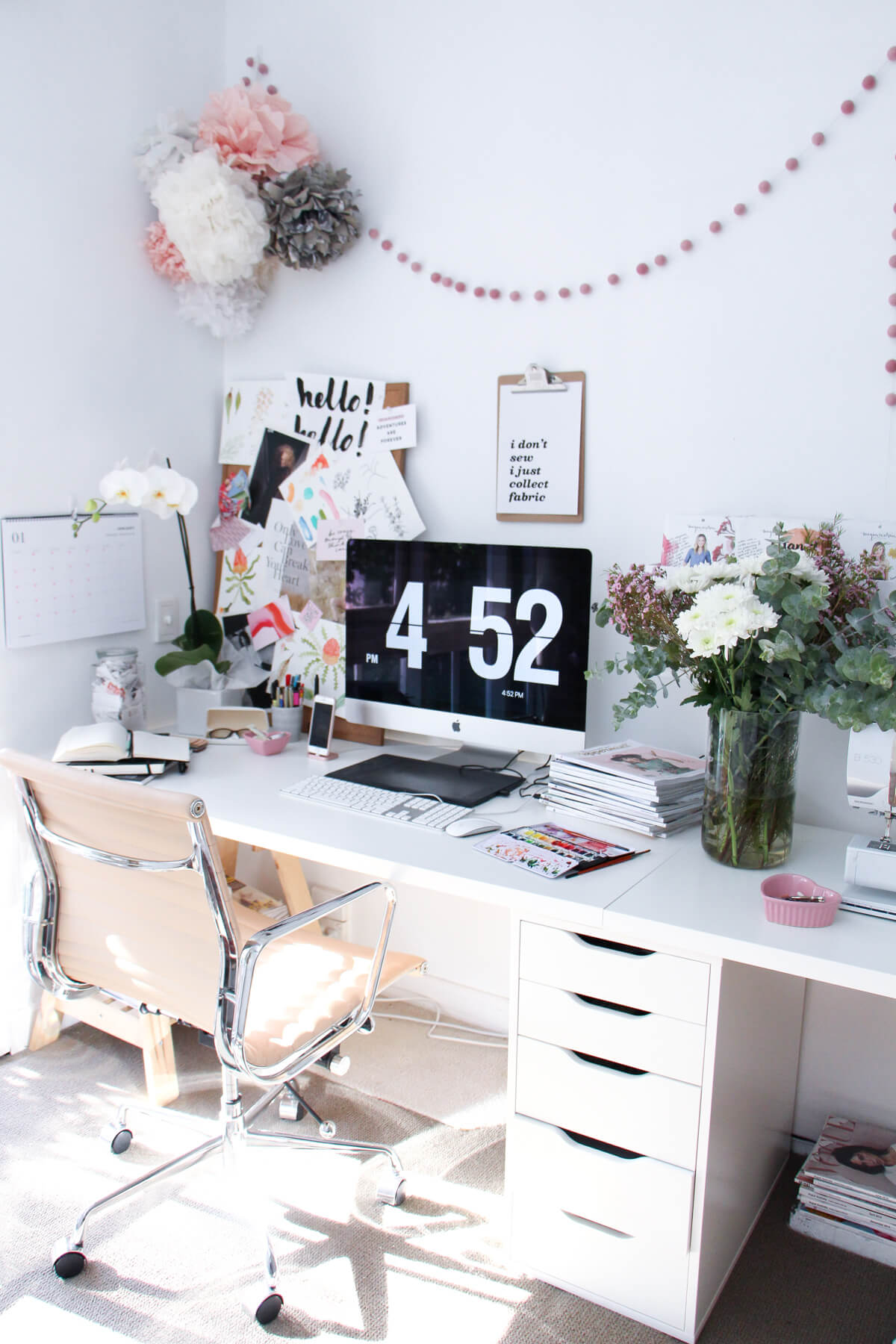 White and Wonderful Home Work Room