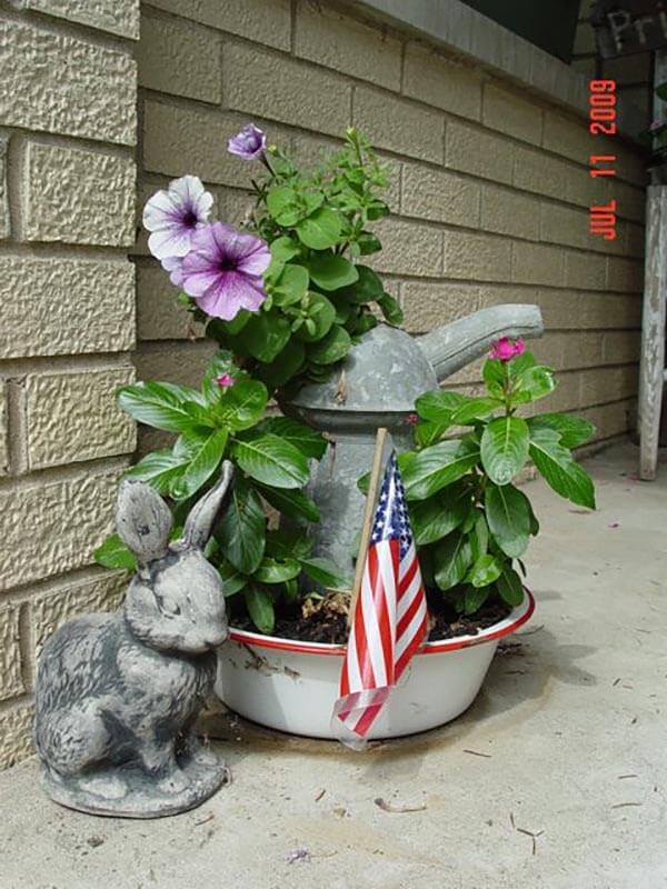 Rustic Vintage Watering Can Planter