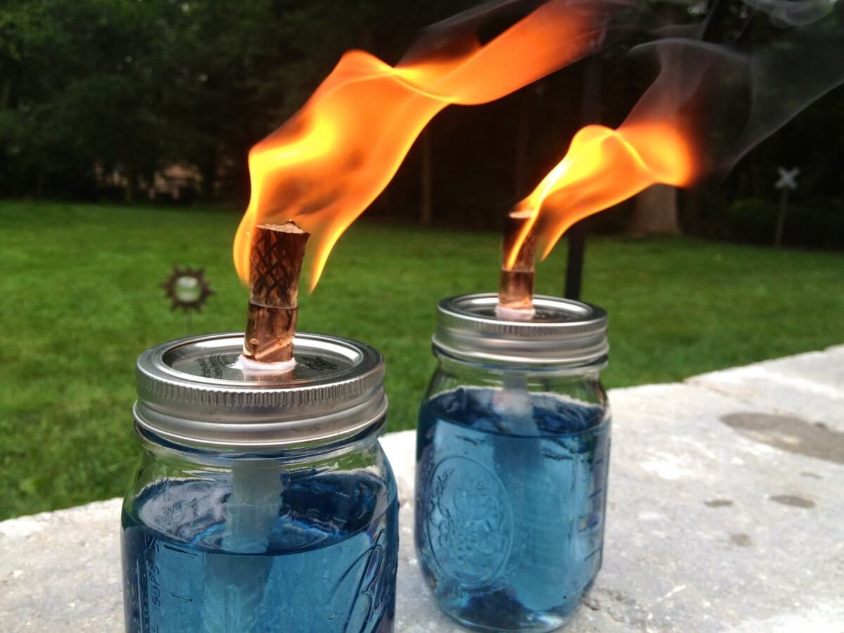 Mason Jar el Porche de Atrás Tiki Torch
