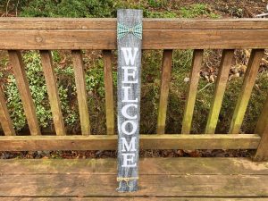 Vertical Distressed Handmade Welcome Sign