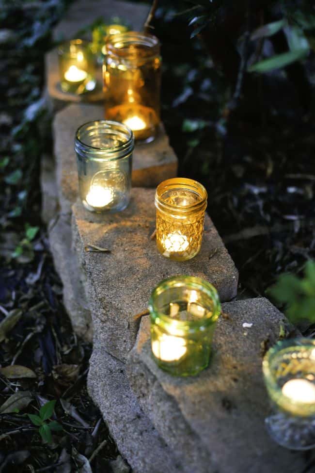 Eclectic Multi-Colored Glass Votive Candle Jars
