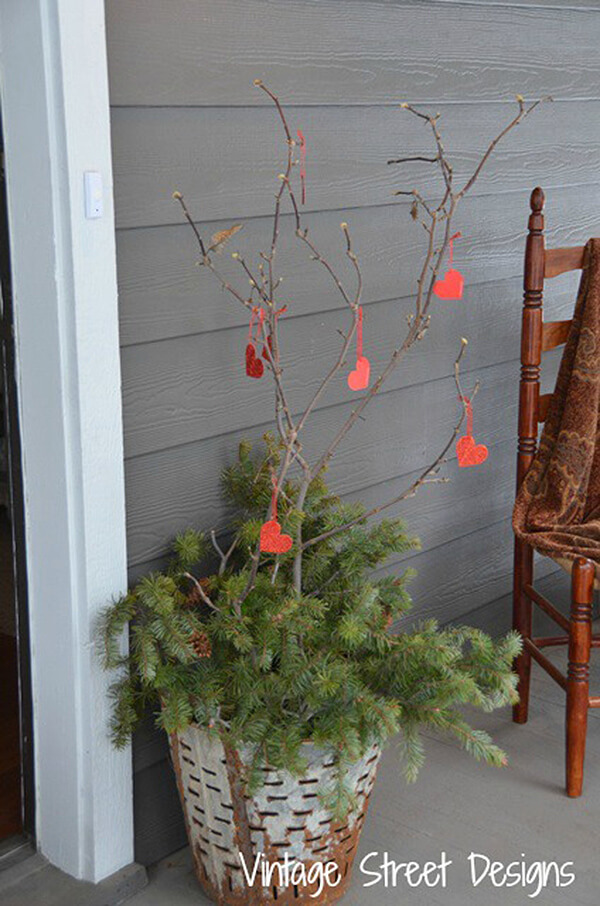 Decorate Twigs and Branches with Little Hearts