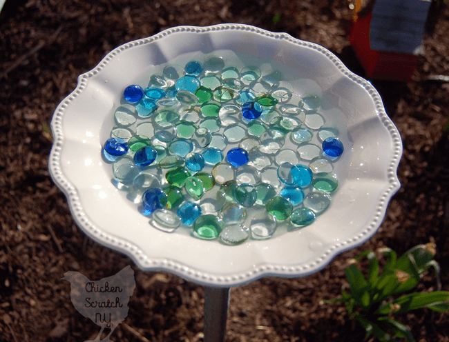 Water Color Glass and Pretty Plated Flower Figure