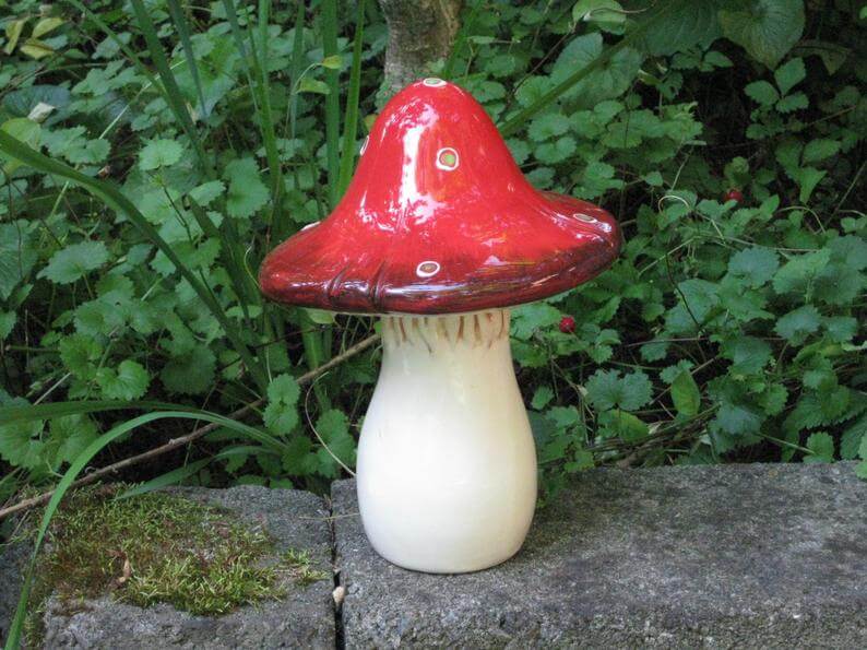 Cute Ceramic Mushroom Yard Art