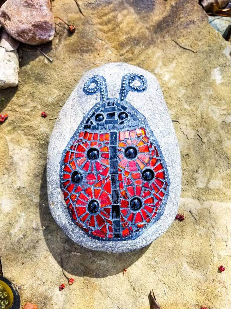 Mosaic Lady Bug Stone Art