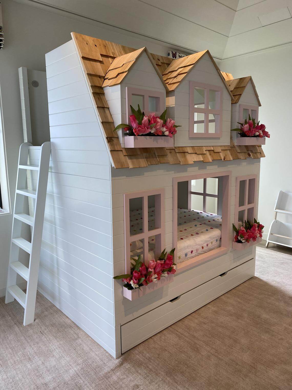 Faux Farmhouse Playhouse Loft Bed