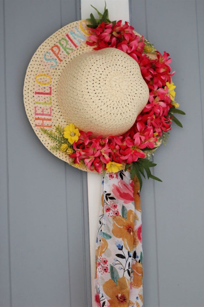 Sombrero de Paja de Primavera Hola con flores