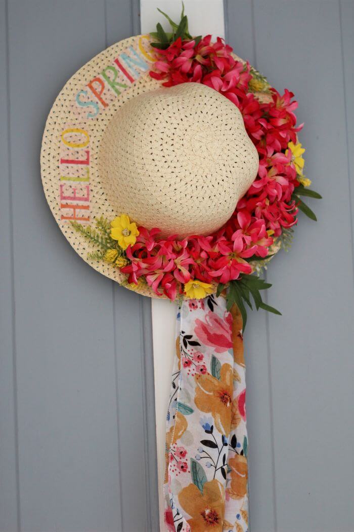 Hello Spring Straw Hat with Flowers