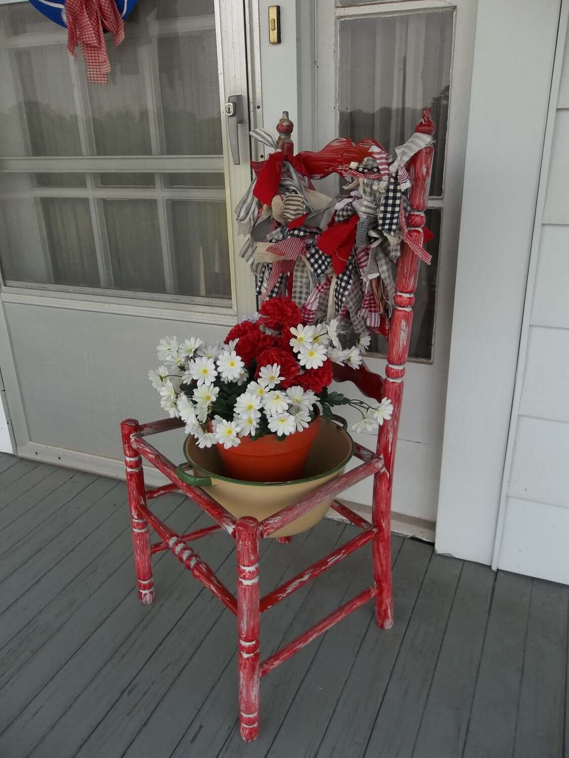 Patriotic Red White and Blue Chair Garland