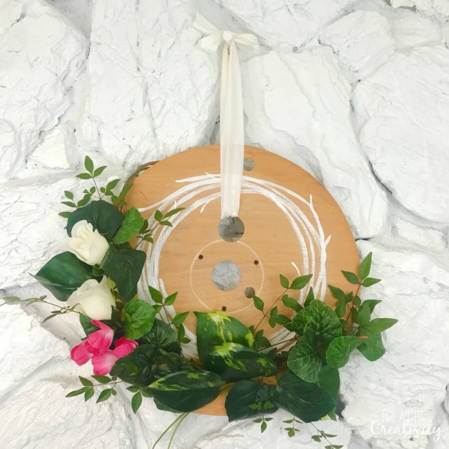 Farmhouse Style Upcycled Cable Spool Spool Spring Wreath