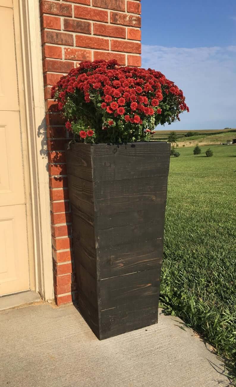 Tall Tapered Cedar Wood Planter