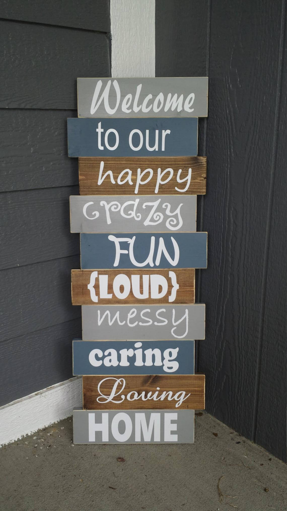 Stacked Style Wooden Welcoming Sign