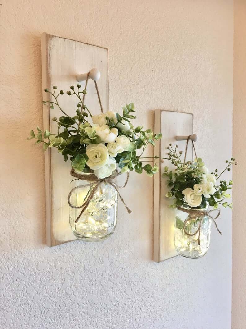 Rustic Hanging Mason Jar Sconces