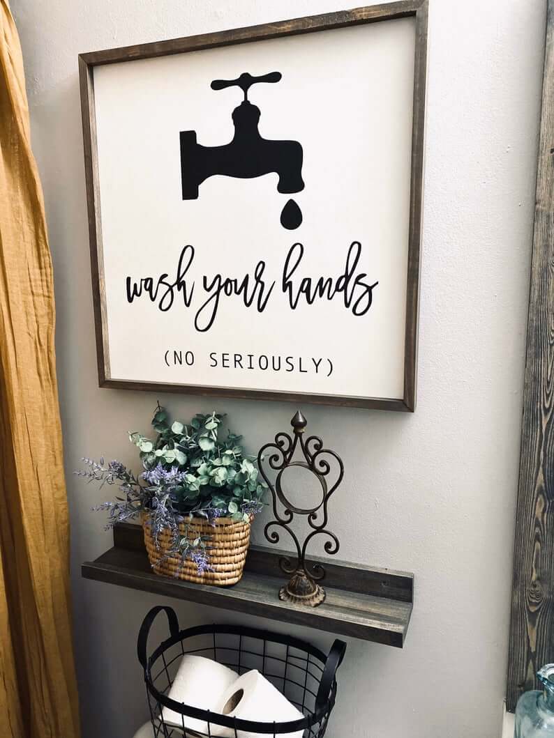 Fun “Wash Your Hands” Bathroom Sign
