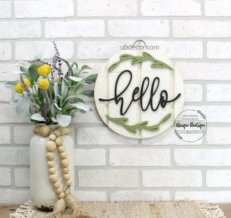 Petite “hello” Wooden Shiplap Sign