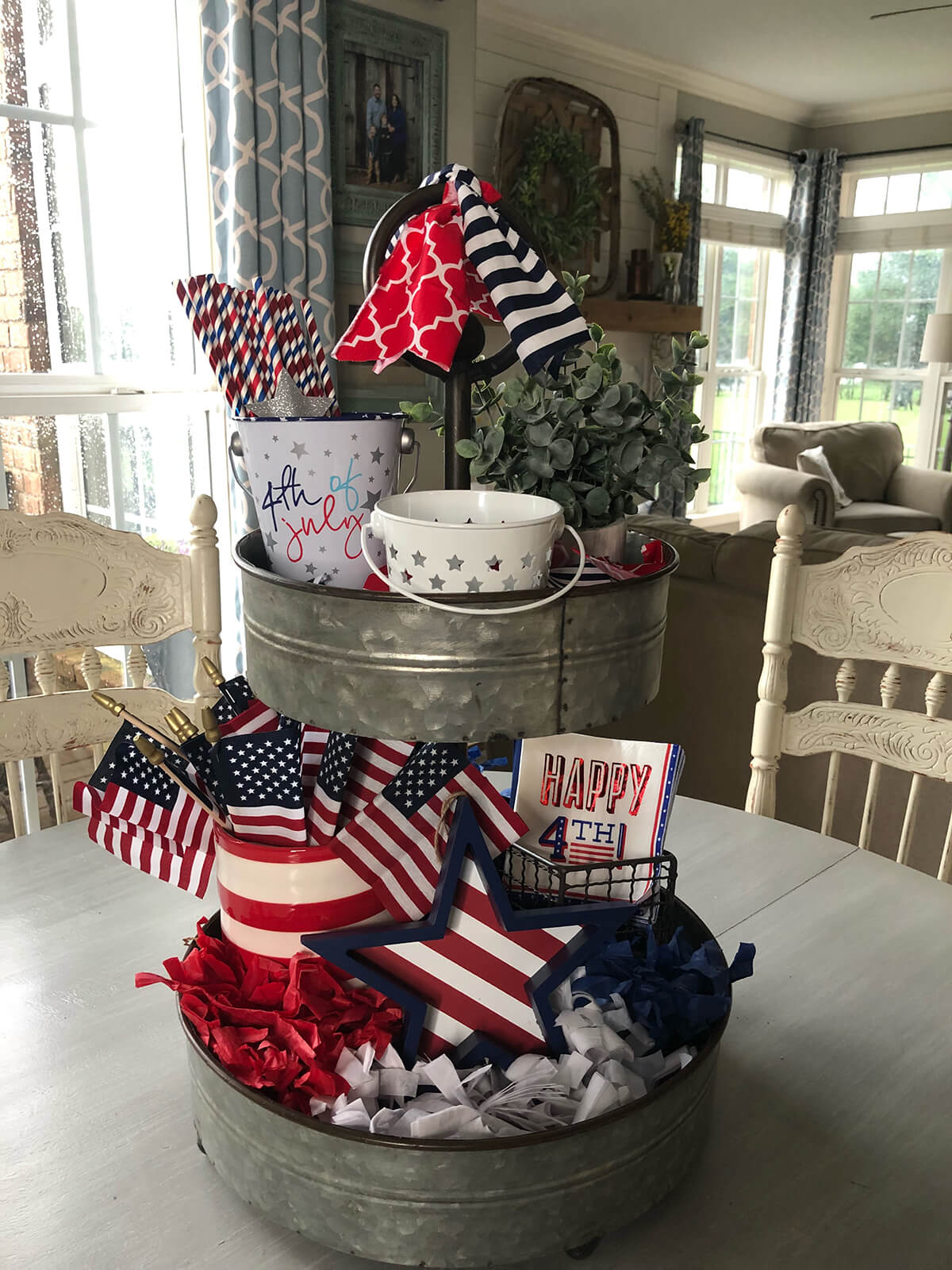 Multi-Tiered Tray Stuffed with Patriotic Goodies