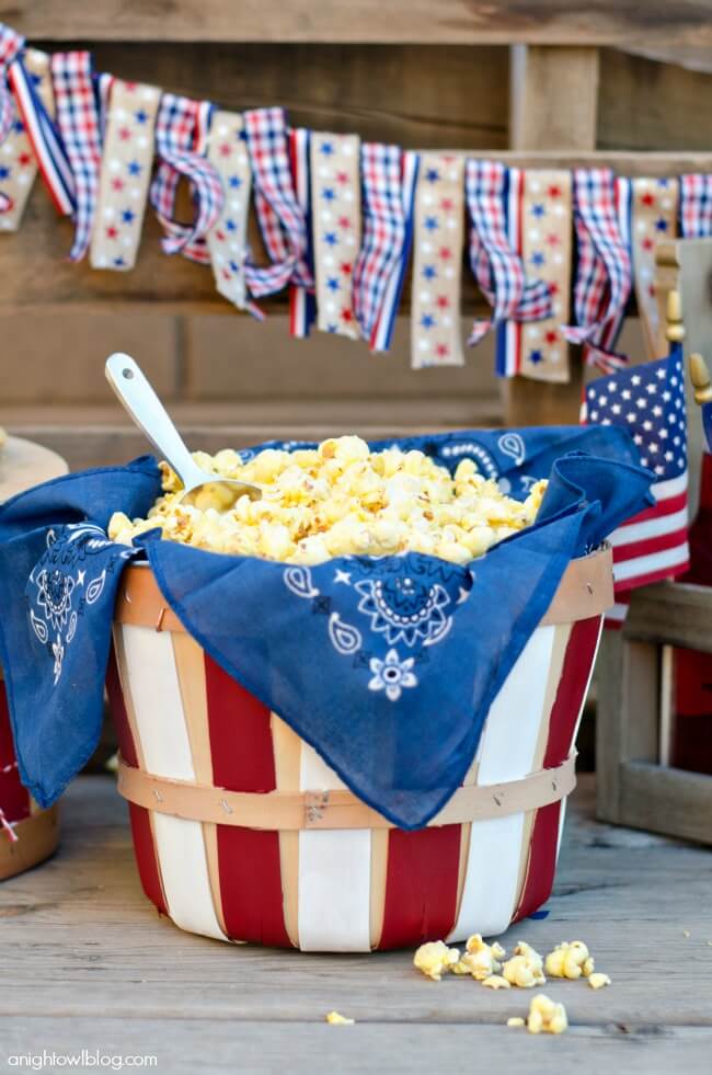 Easy Patriotic Bushel Basket for Snacks