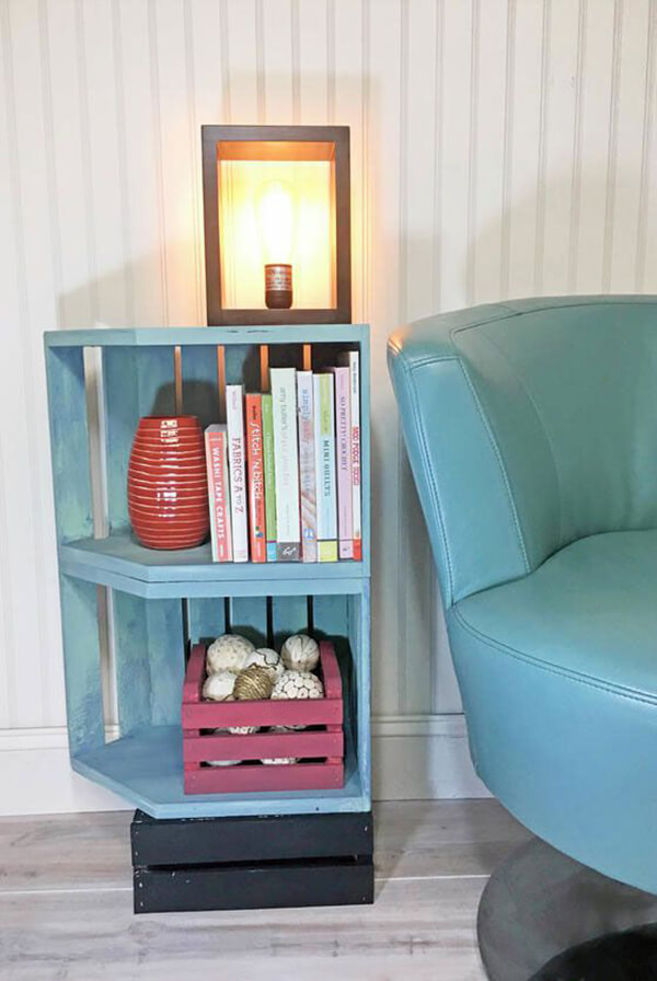 Stacked and Painted Open-Front End Table