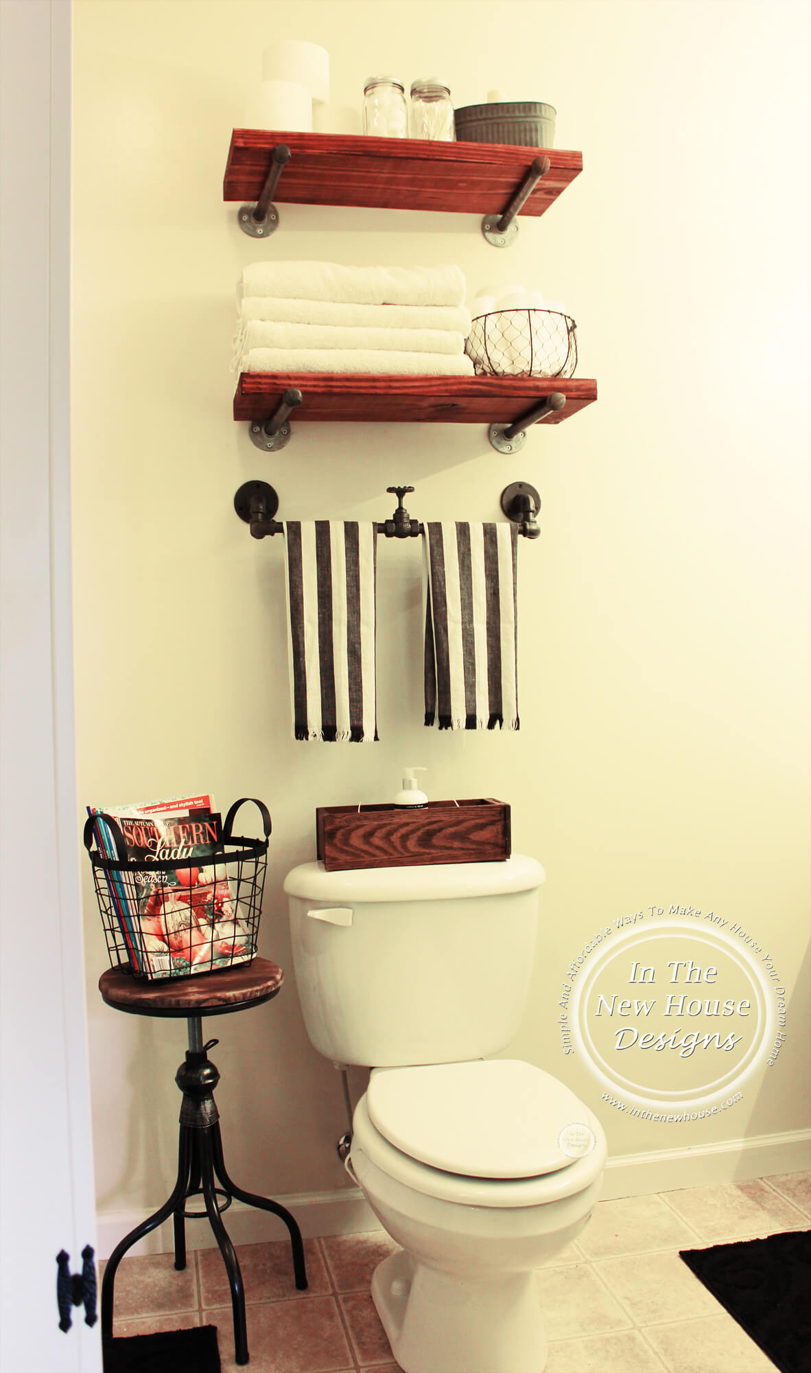 Modern Industrial Pipe Bathroom Shelf and Rack