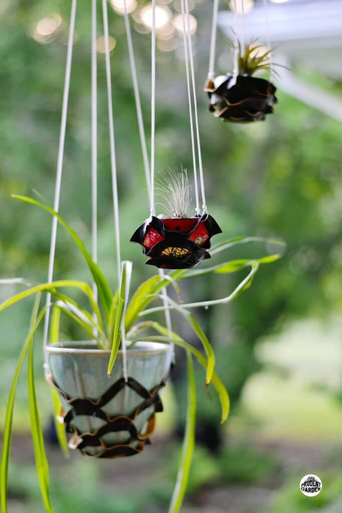Black Leather Outdoor Hanging Plant Holders