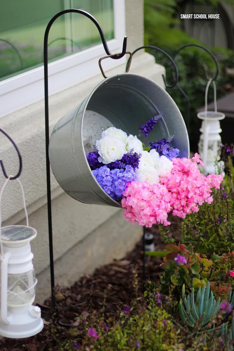 Cascading Flowers in a Galvanized Tub Planter