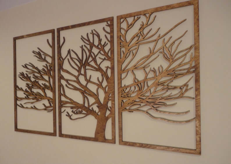 Easy-Hang Filigreed Tree Silhouette Panels