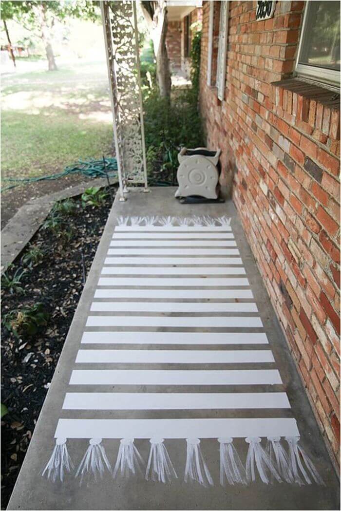 Hand Painted Faux Rug on Concrete Patio