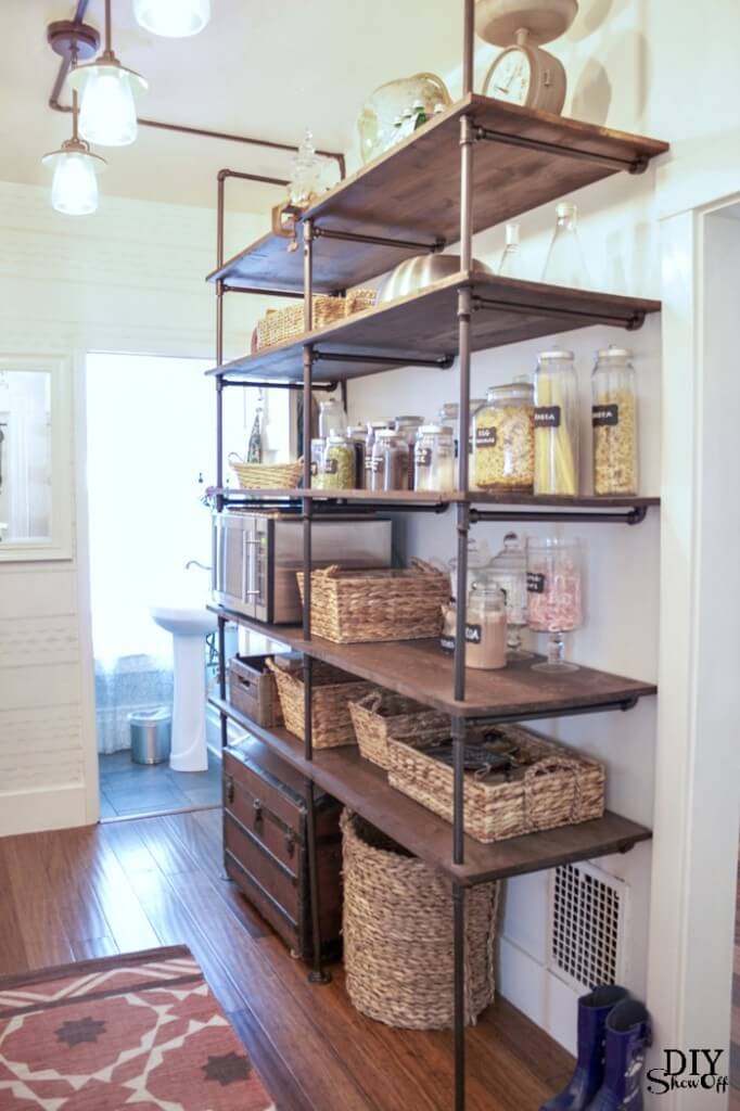 Cool Copper Piping Built-in Shelving Unit
