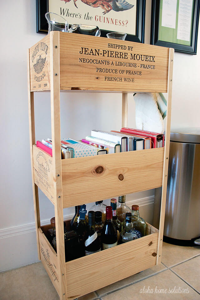 wine crate bookshelf diy