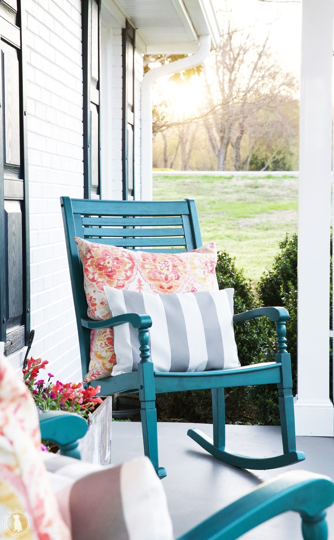 Bright Rural Porch Rocking Chairs