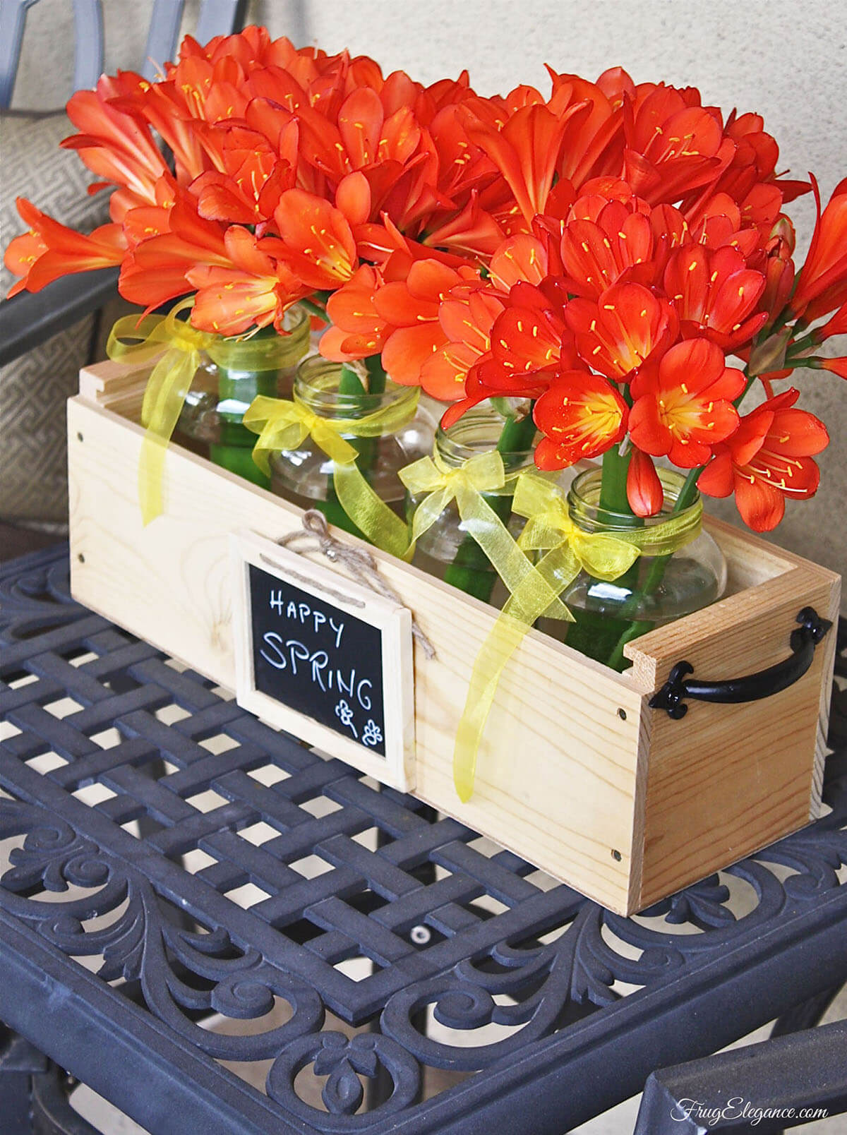 DIY Wine Bottle Case Flowerbox Centerpiece