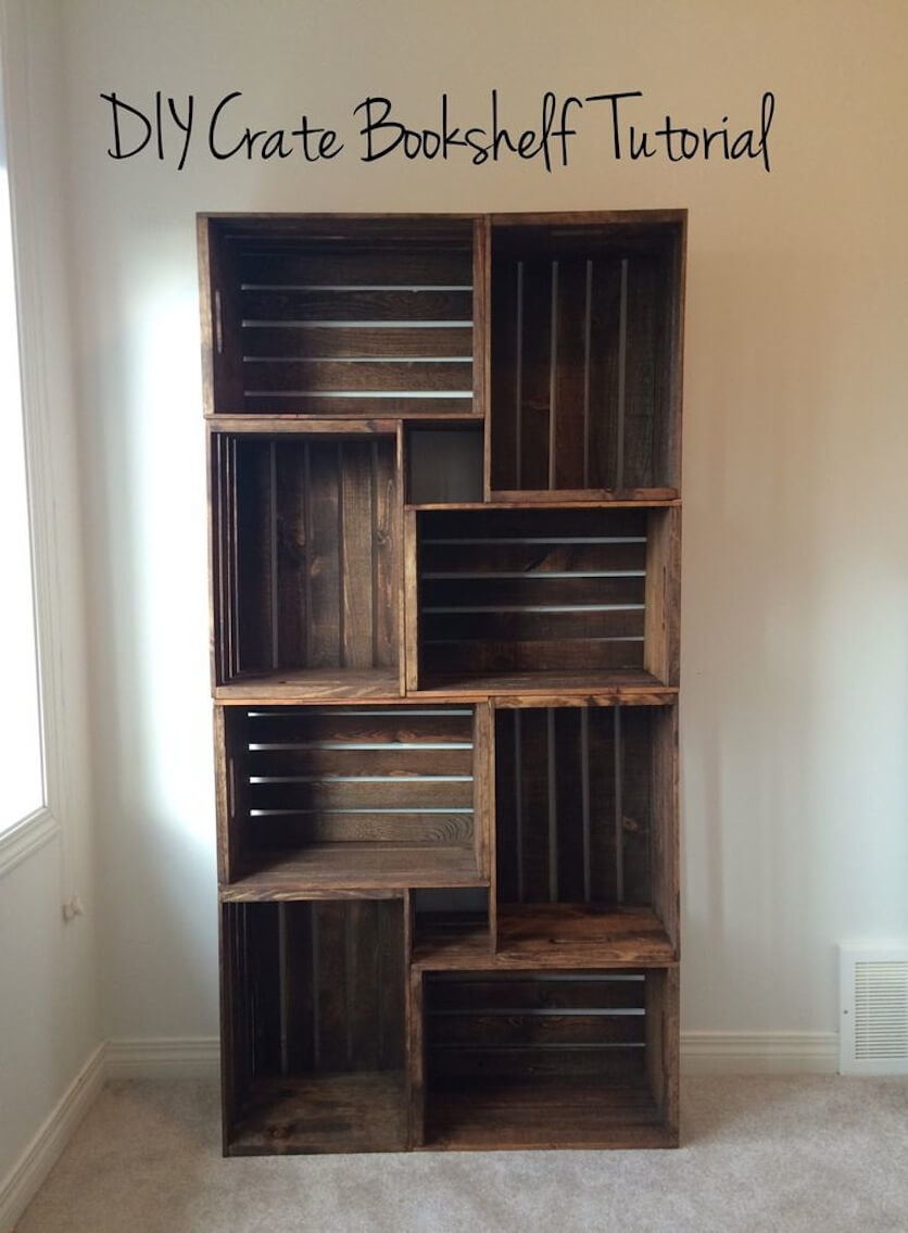 Beautifully Rustic DIY Crate Bookshelf