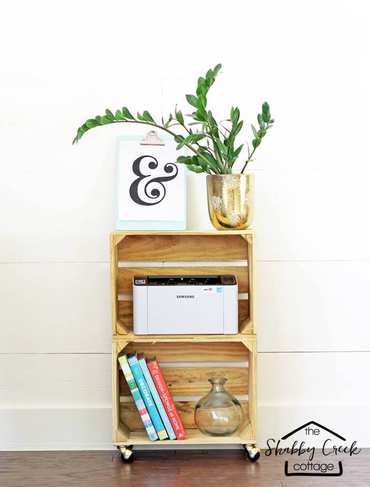 Stylish DIY Wheeled Wooden Crate Cart