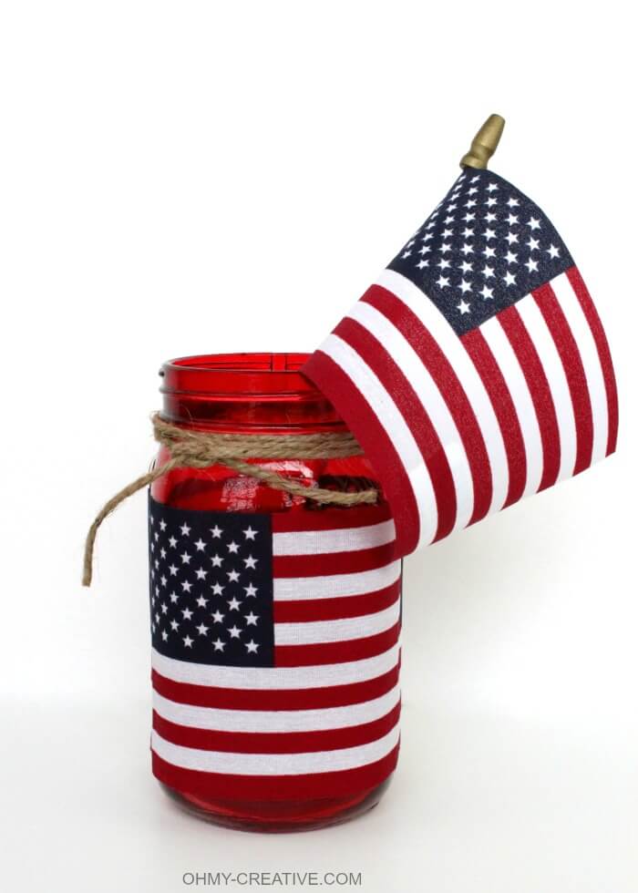 Beautiful American Flag Mason Jar Candle