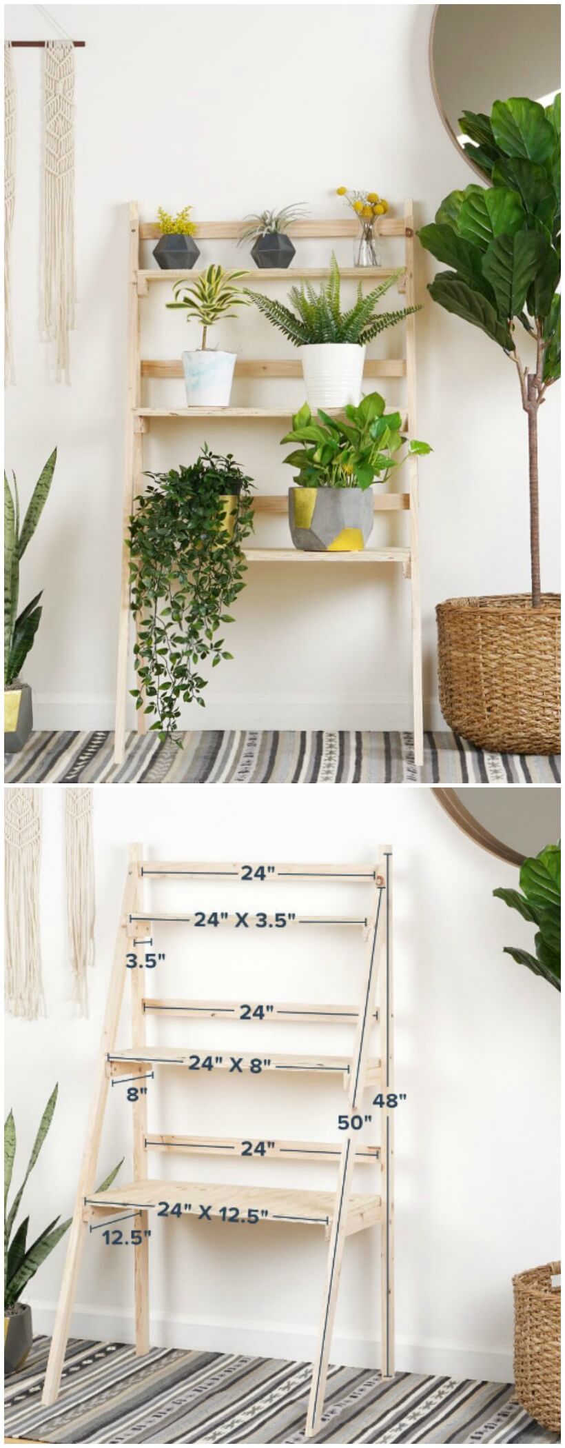 Wooden Step Ladder Shelving Unit