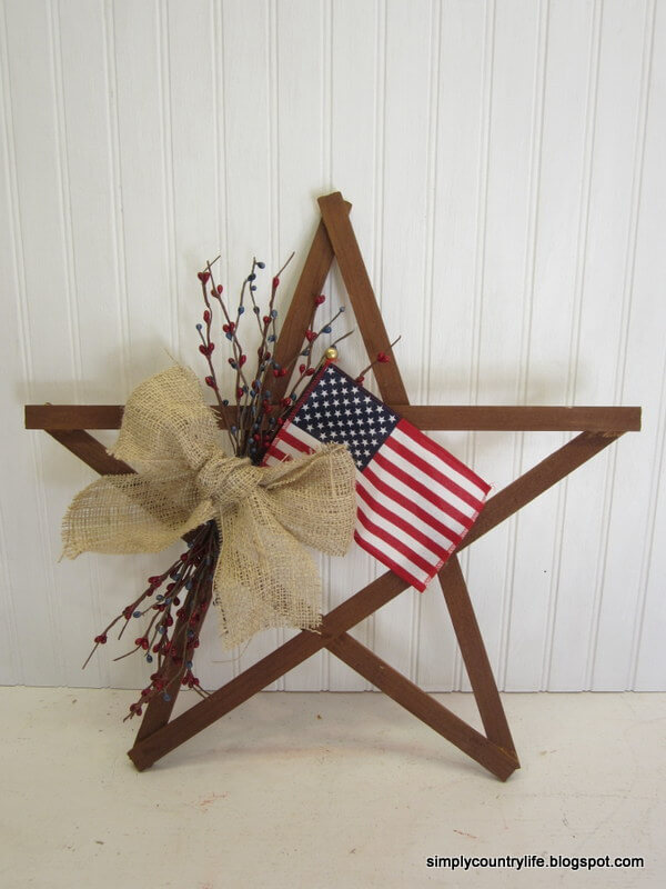 Wooden Star Wreath for July Fourth