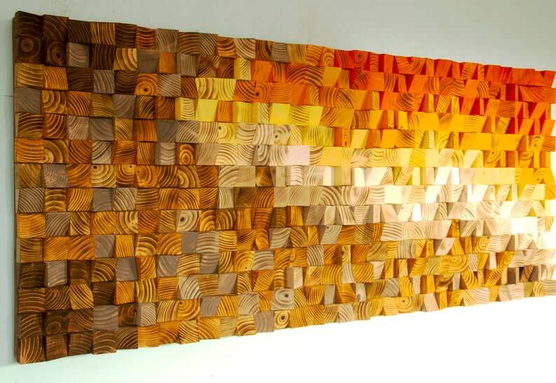 wood wall art decor colorful long