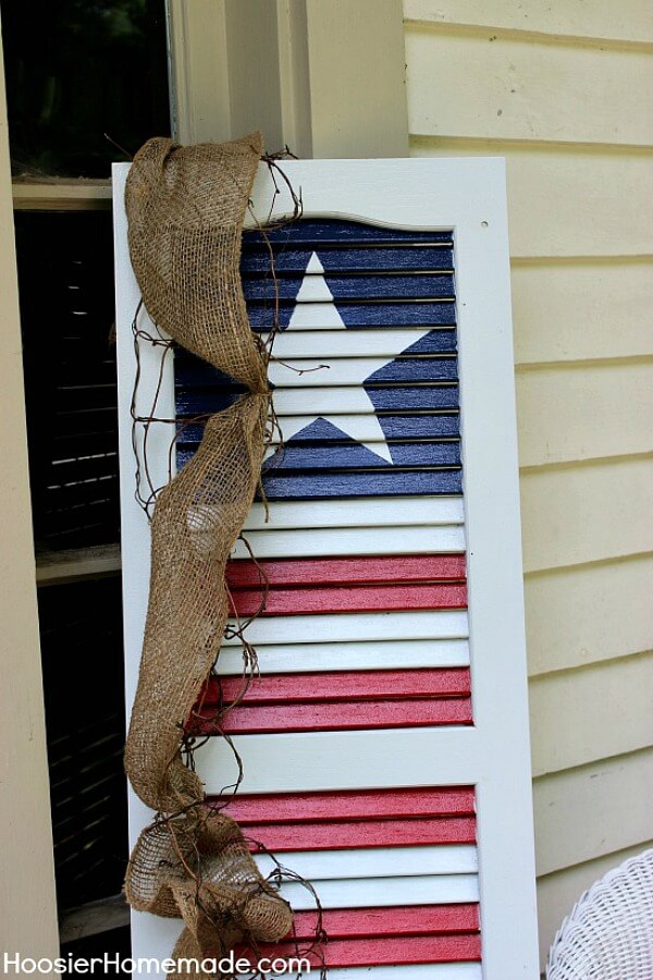 Simple Shutter Transformed into Patriotic DIY Rustic 4th of July Decor