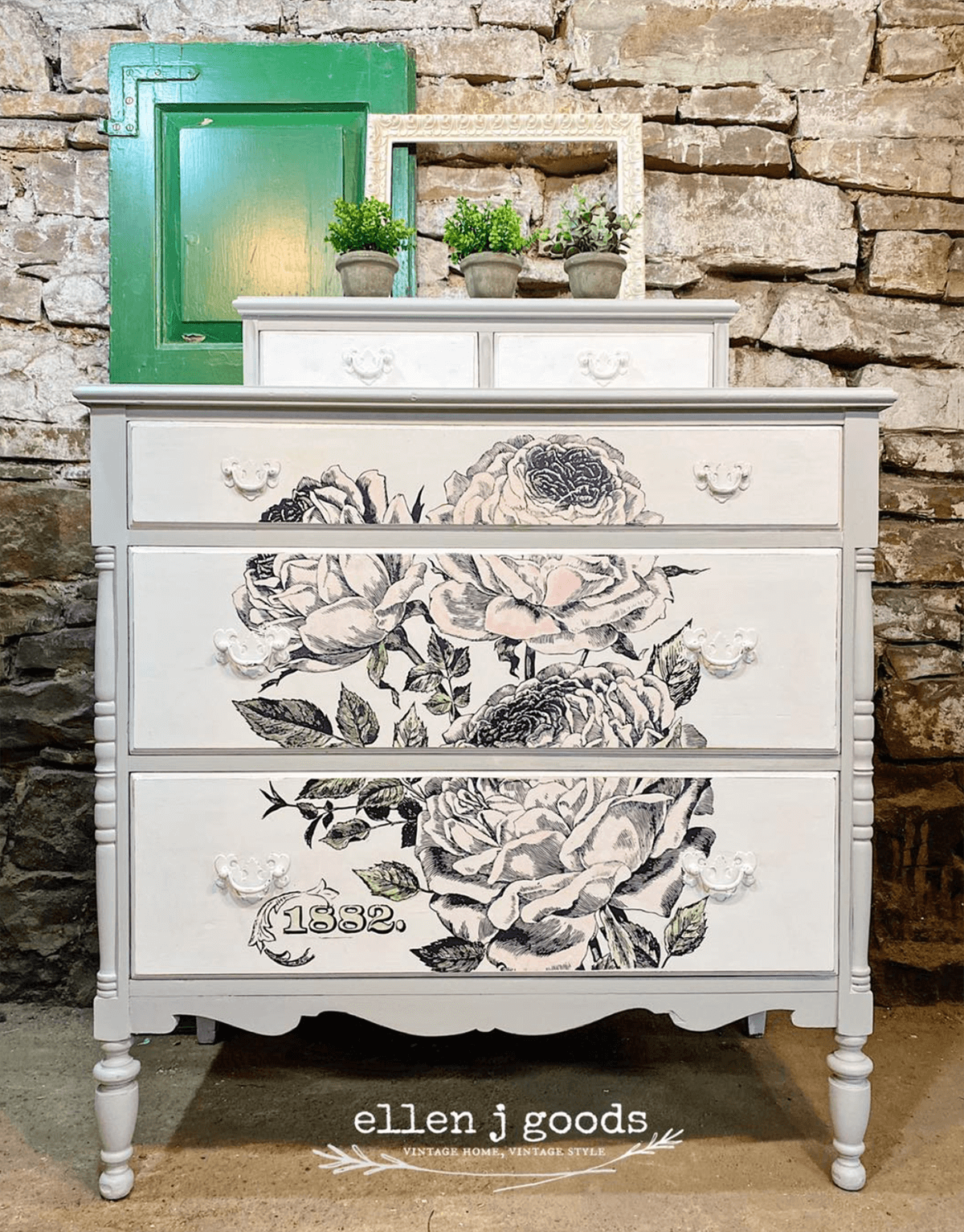 Boho Chic Vintage with Floral Print Drawers