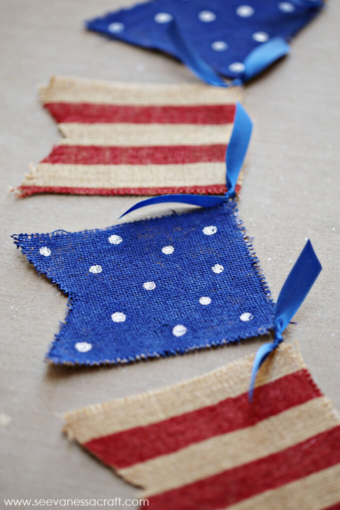 Charming Burlap Stars and Stripes Banner