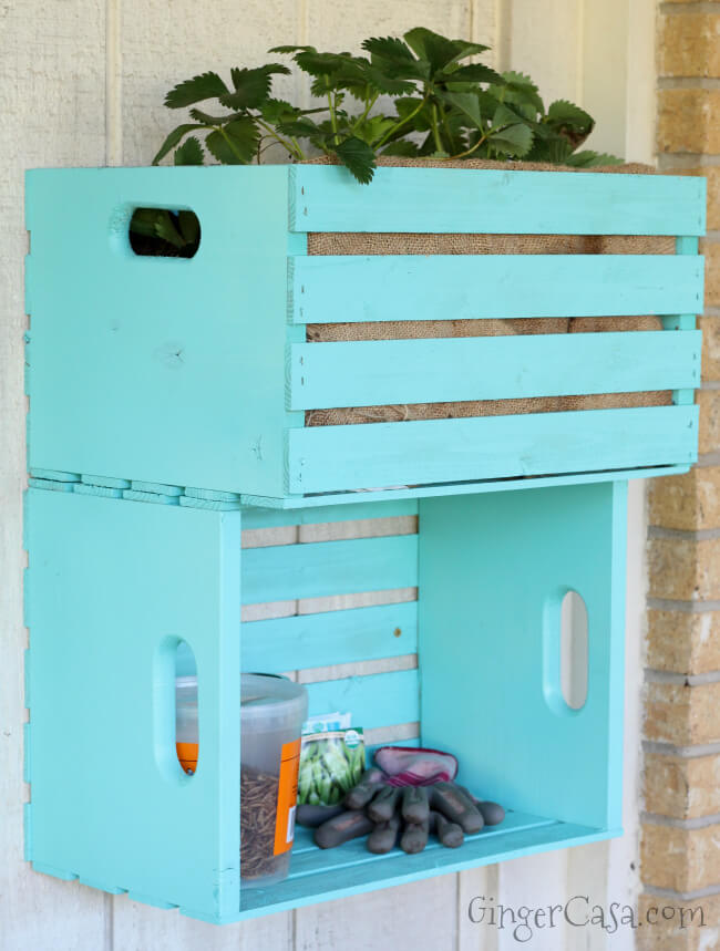 Turquoise Crate Outdoor Shelf and Storage Bin