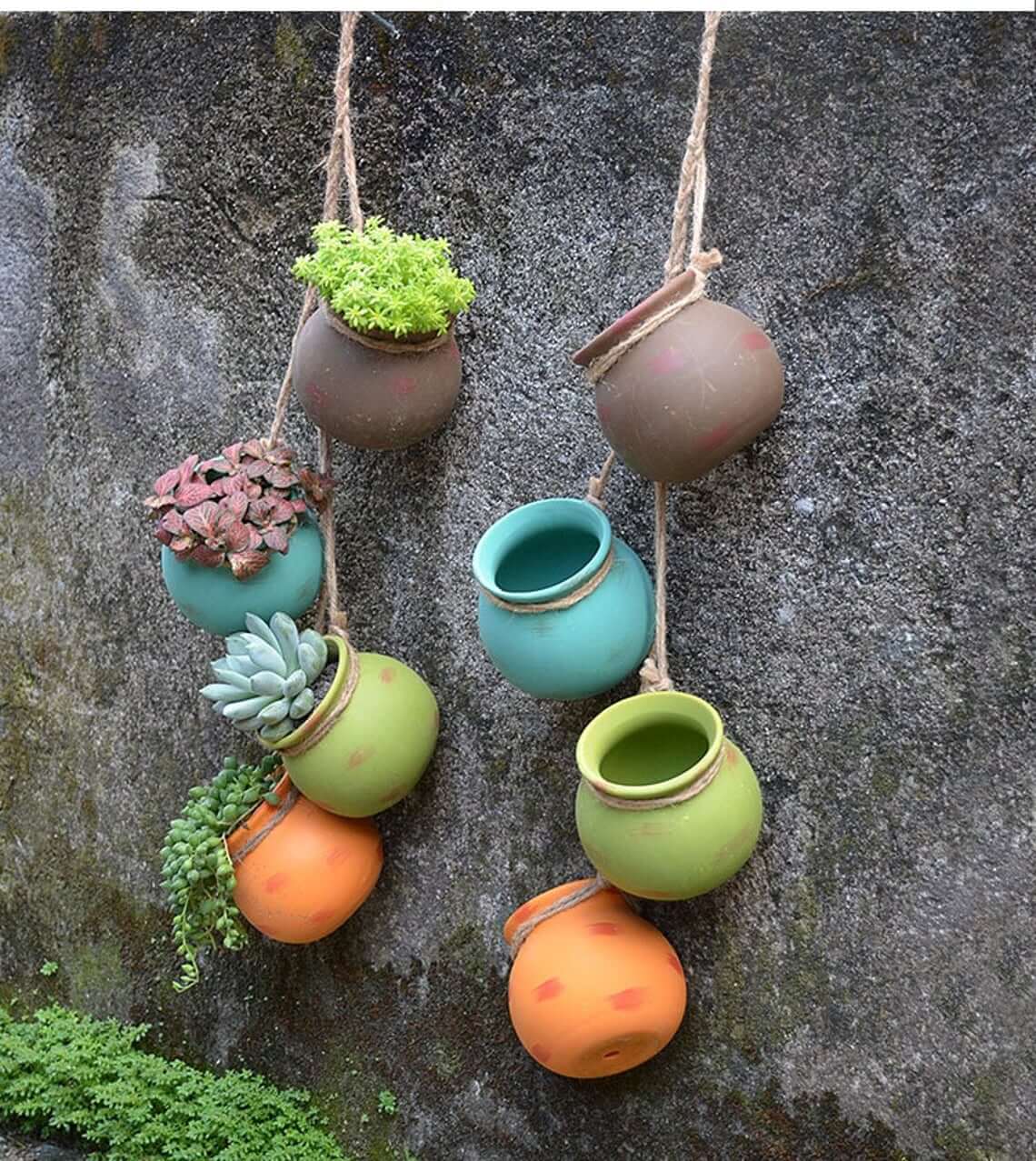 4 Piece Bonsai Hanging Wall Planter Pots