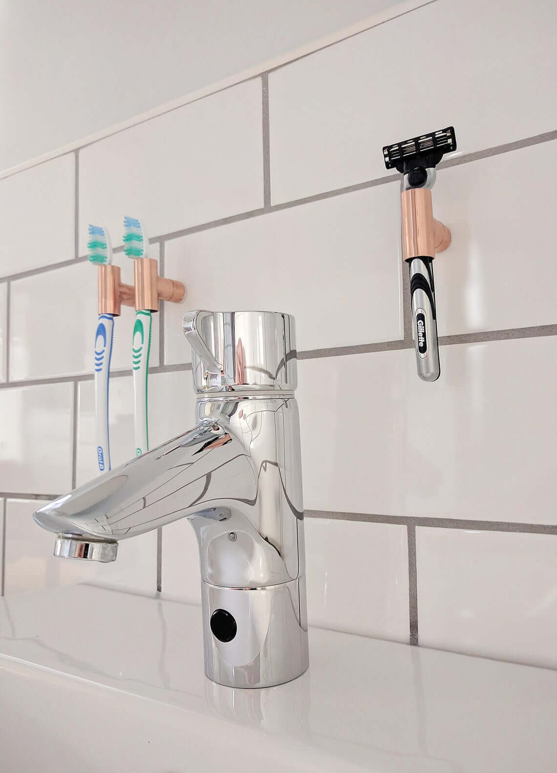 Modern Copper Razor and Toothbrush Holders