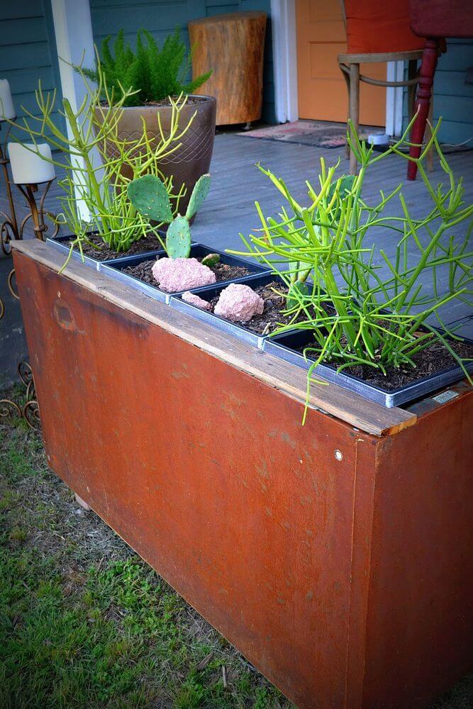 Upcycled Filing Cabinet Container Garden