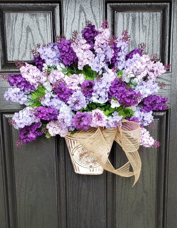 Elegant Lilacs of Different Shades Wreath