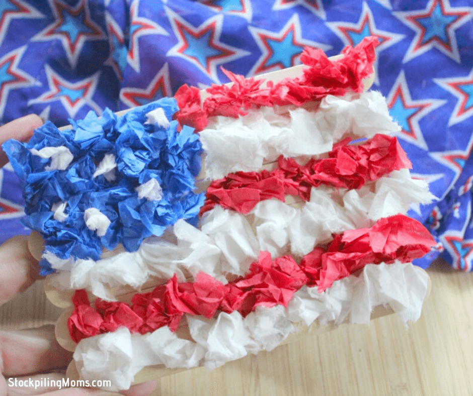 Adorable Kids DIY Tissue Paper Flag