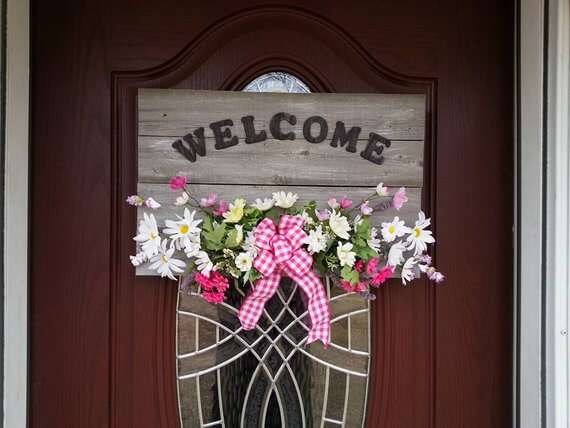 Assorted Flowers with Wooden Welcome Letters
