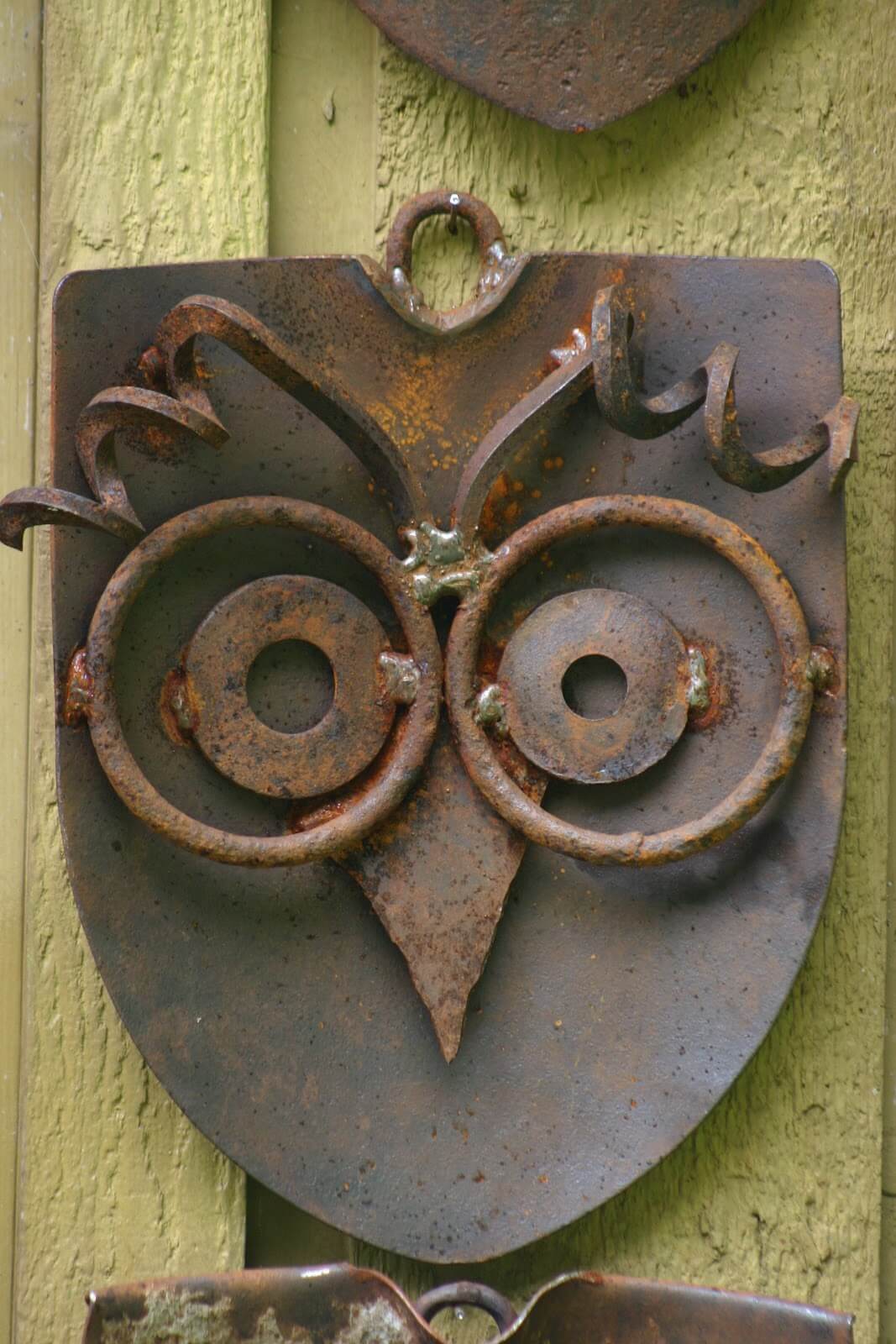 Repurposed Rusty Metal Garden Owl Art