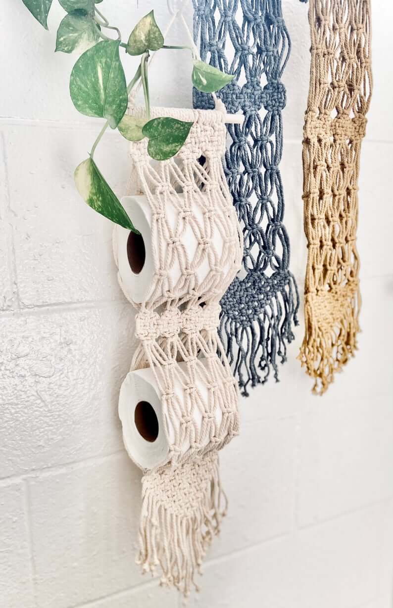 Macrame Hanging Toilet Paper Roll Holder